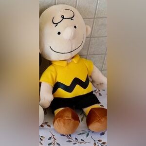 PEANUTS - CHARLIE BROWN PLUSH with Yellow & Black Zigzag Shirt